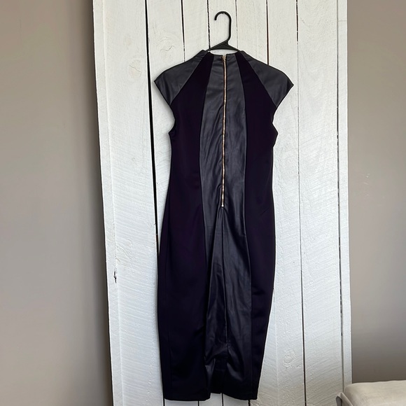 New York and Company Stretch. Purple dress with faux leather accents. Size M. - Picture 2 of 2